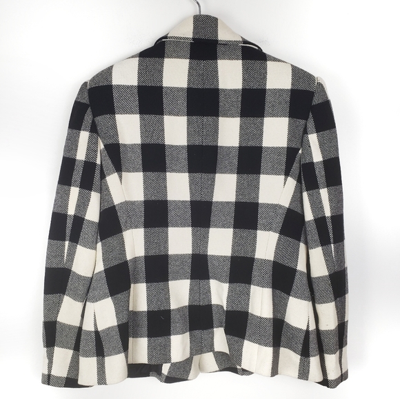 RALPH LAUREN Purple Label Cashmere Wool Cream & Black Buffalo Plaid Coat Size:14 - Picture 6 of 6